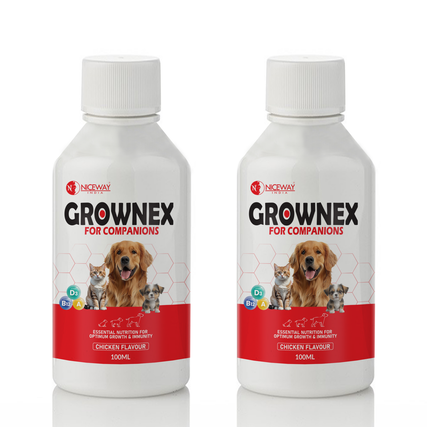 Grownex Companion Care - Optimal Nutrition for Growth & Immunity for Dogs, Cats, Puppies, Kittens & Pets (100ml.)