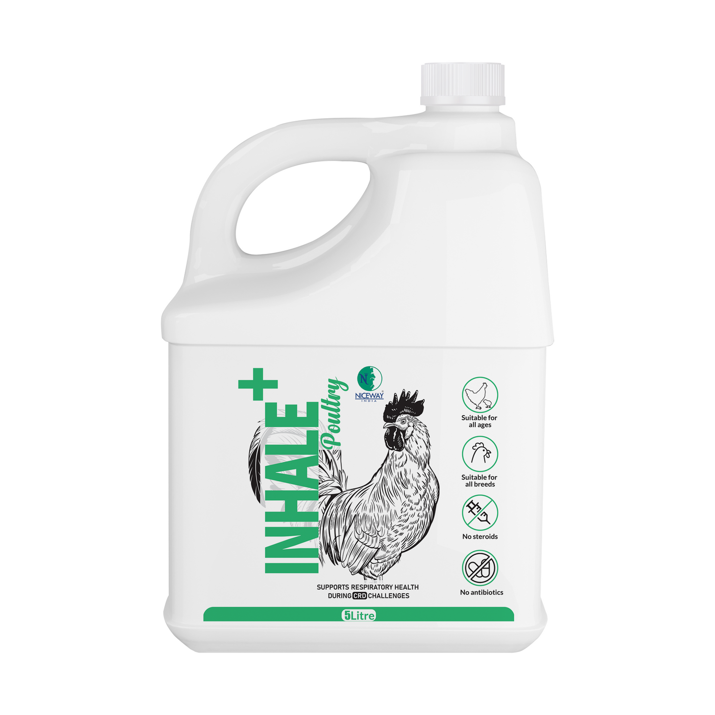INHALE+ Poultry Respiratory Tonic for CRD Support | Herbal Respiratory Supplement for Chickens | Helps Relieve Coughing, Sneezing, Nasal Discharge & Breathing Stress | Poultry Respiratory Health Formula