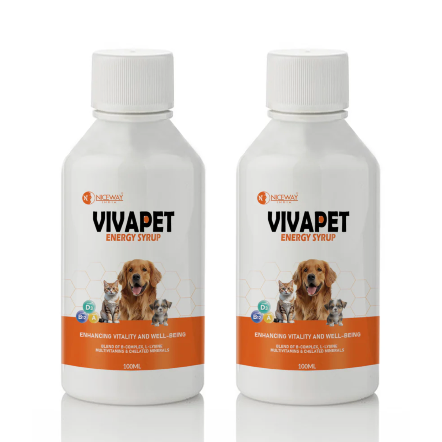 Vivapet Energy Tonic, Vitamin B-Complex and Multivitamin Syrup for Pets, Dogs, Cats, Puppies & Kittens 100ml.