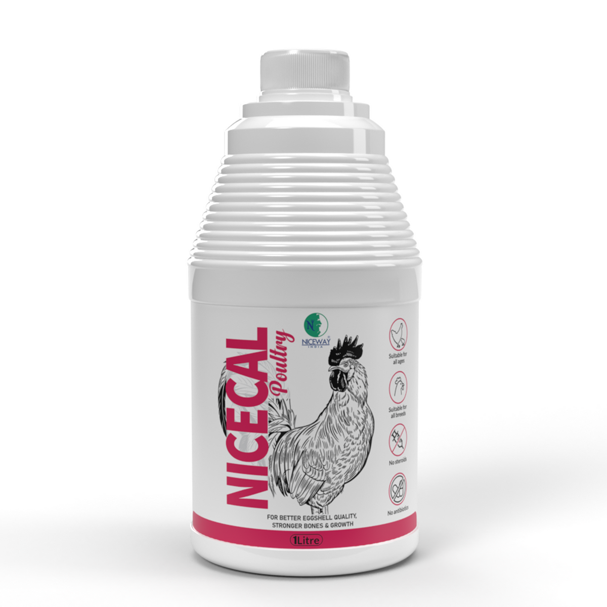 Nicecal Poultry – Liquid Calcium Supplement for Layers, Broilers & Chicks | Strong Eggshells & Bone Support