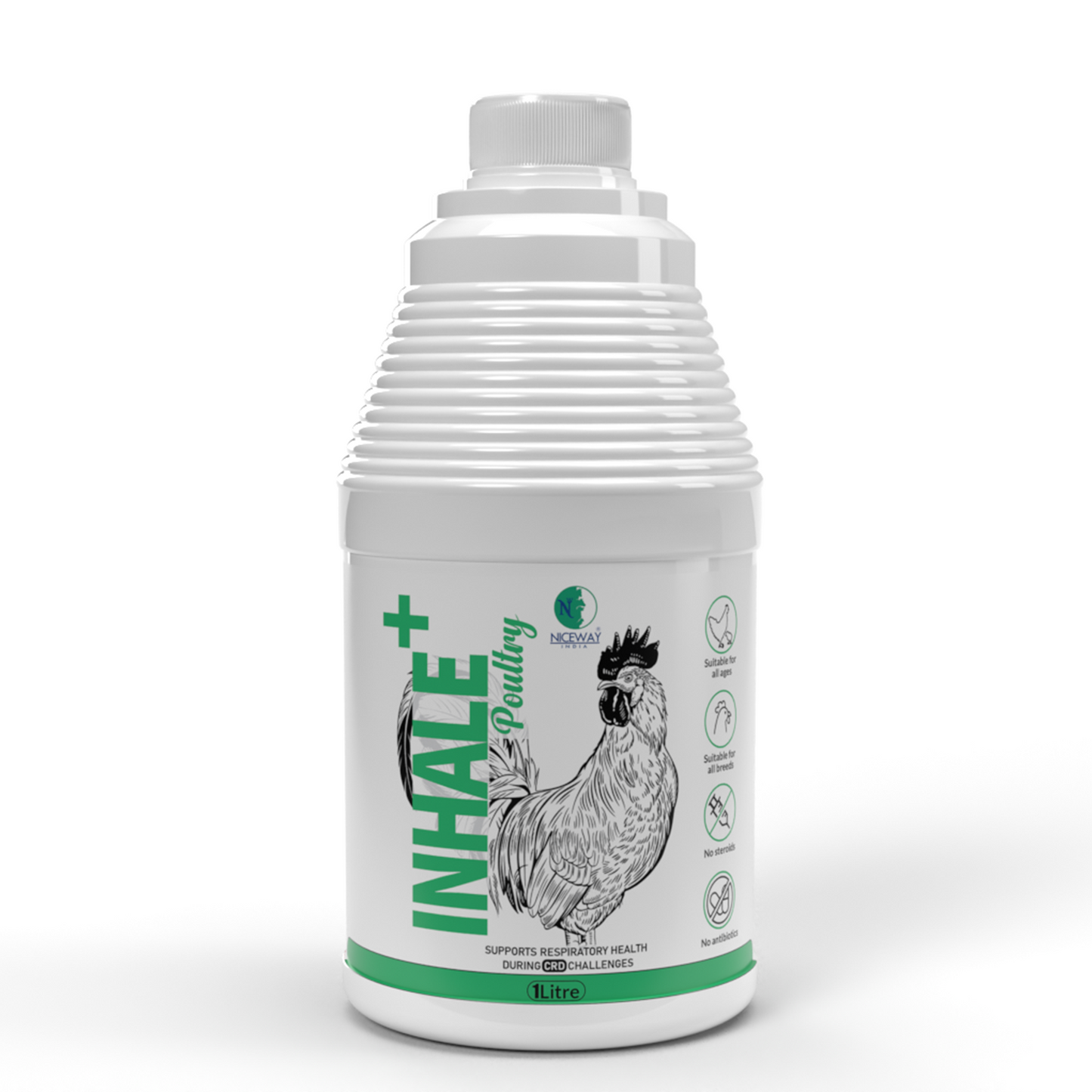 INHALE+ Poultry Respiratory Tonic for CRD Support | Herbal Respiratory Supplement for Chickens | Helps Relieve Coughing, Sneezing, Nasal Discharge & Breathing Stress | Poultry Respiratory Health Formula