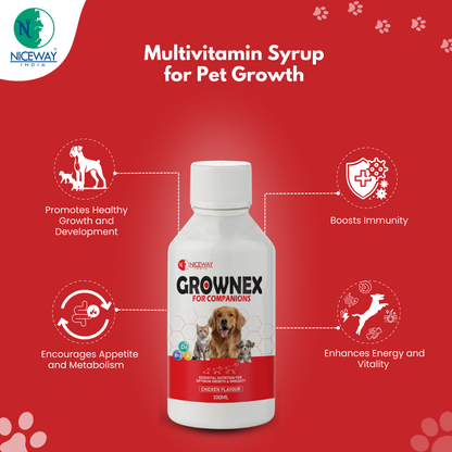 Grownex Companion Care - Optimal Nutrition for Growth & Immunity for Dogs, Cats, Puppies, Kittens & Pets (100ml.)