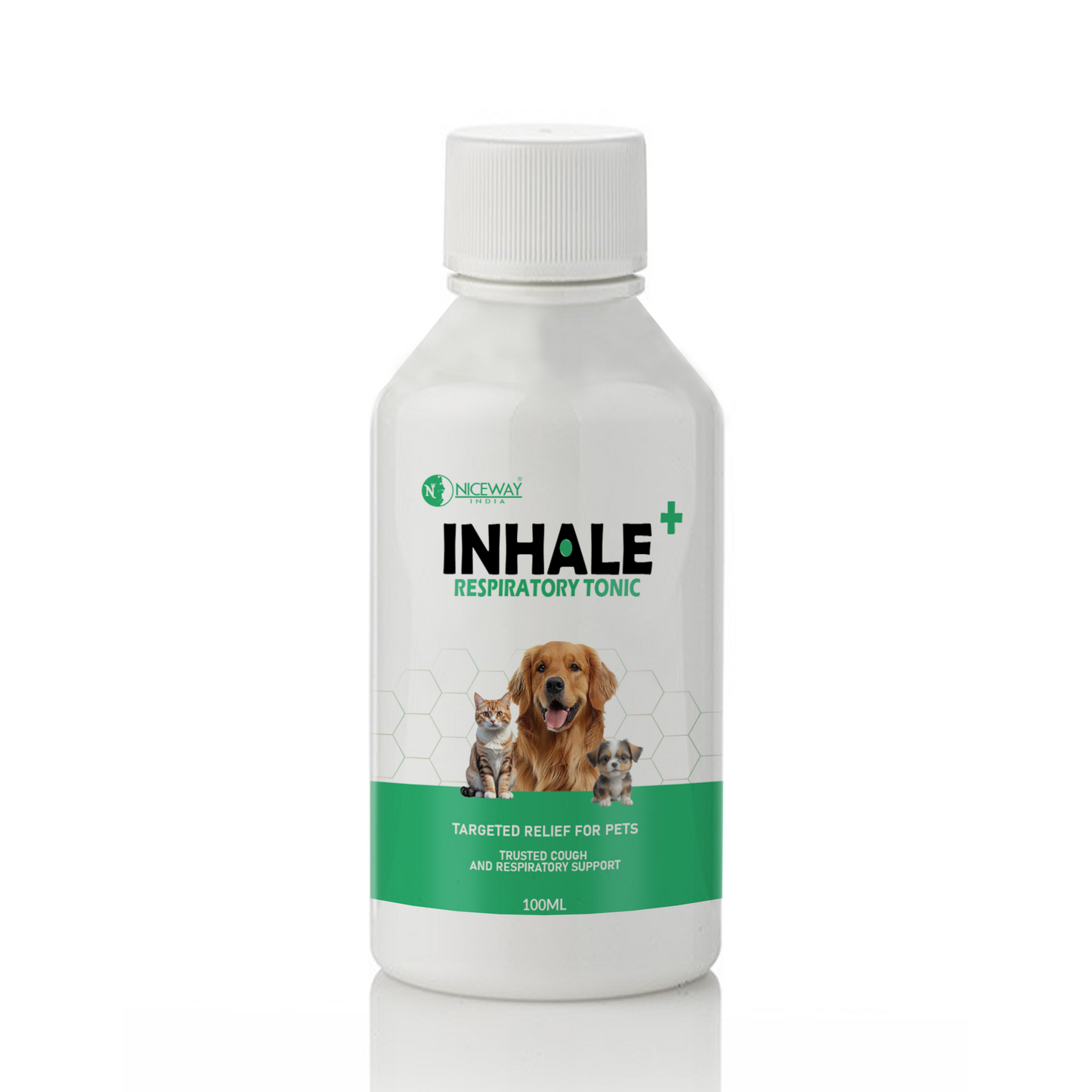 Inhale+ Trusted Cough and Respiratory Tonic for Pets, Dogs, Cats, Puppies and Kitten 100ml.