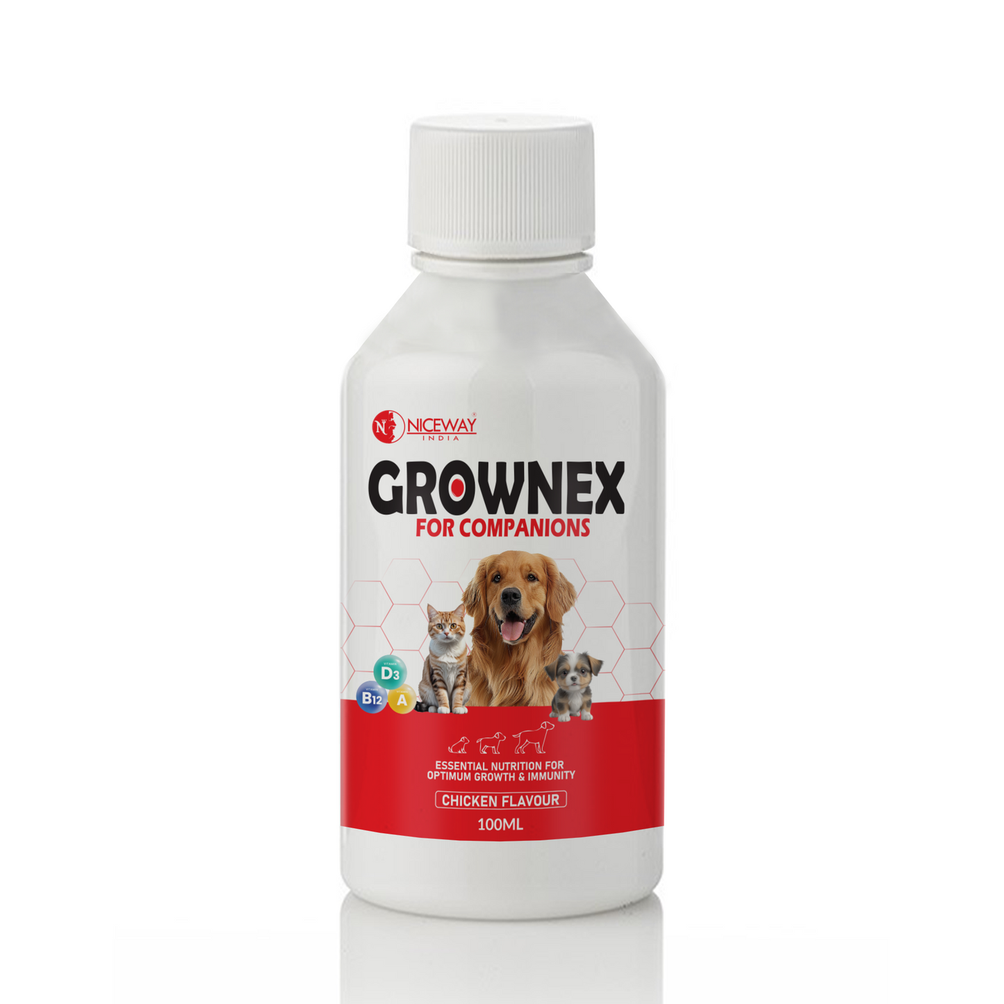 Grownex Companion Care - Optimal Nutrition for Growth & Immunity for Dogs, Cats, Puppies, Kittens & Pets (100ml.)