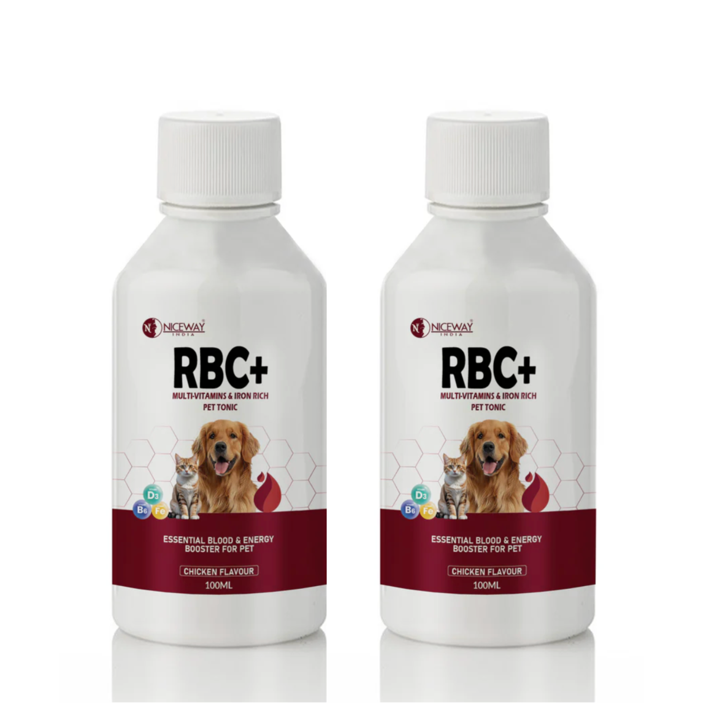 RBC+ Iron and Multivitamin Syrup for Enhanced Haemoglobin and Growth for Pets, Dogs, Cats, Kitten and Puppies (100ml.)