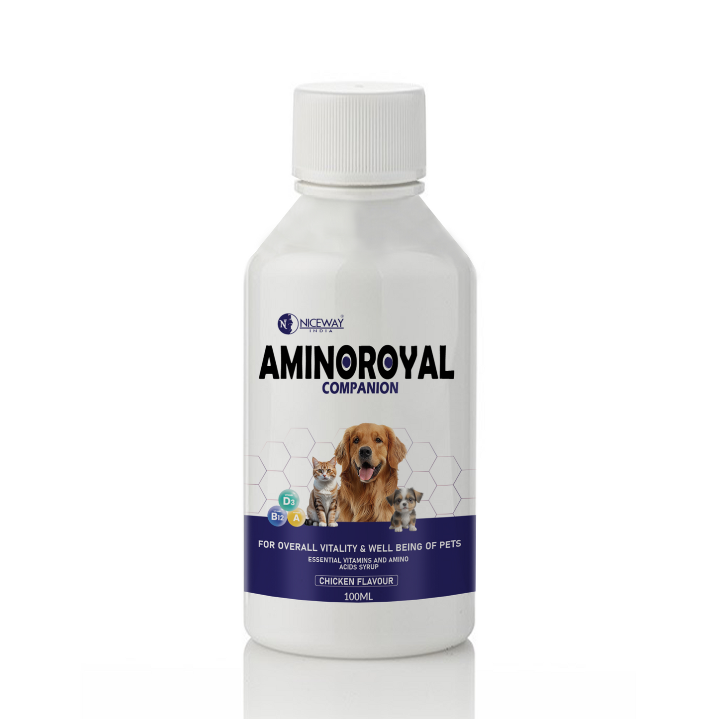 Aminoroyal - Essential Amino Acids & Vitamins Syrup for Pets, Dogs, Cats, Puppies, Kitten 100ml.