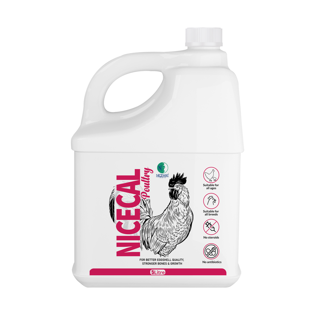 Nicecal Poultry – Liquid Calcium Supplement for Layers, Broilers & Chicks | Strong Eggshells & Bone Support